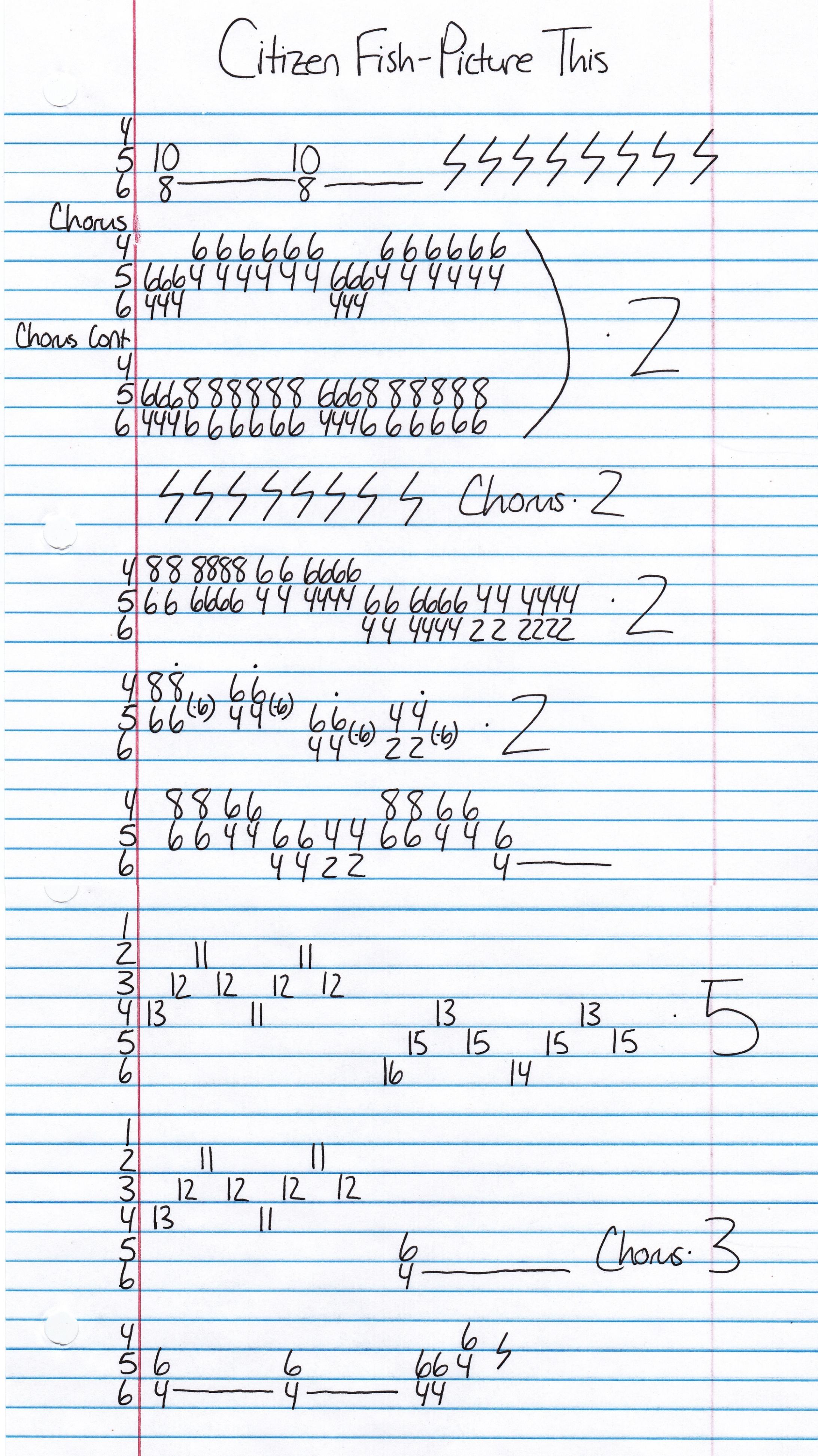 High quality guitar tab for Picture This by Citizen Fish off of the album Life Size. ***Complete and accurate guitar tab!***